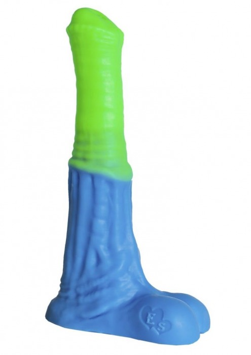 Зелёно-голубой фаллоимитатор  Пегас Medium  - 24 см. - Erasexa - купить с доставкой в Ростове-на-Дону