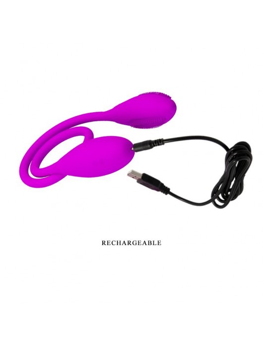 Двусторонний перезаряжаемый вибратор Snaky Vibe на гибком стержне - 60 см. - Baile