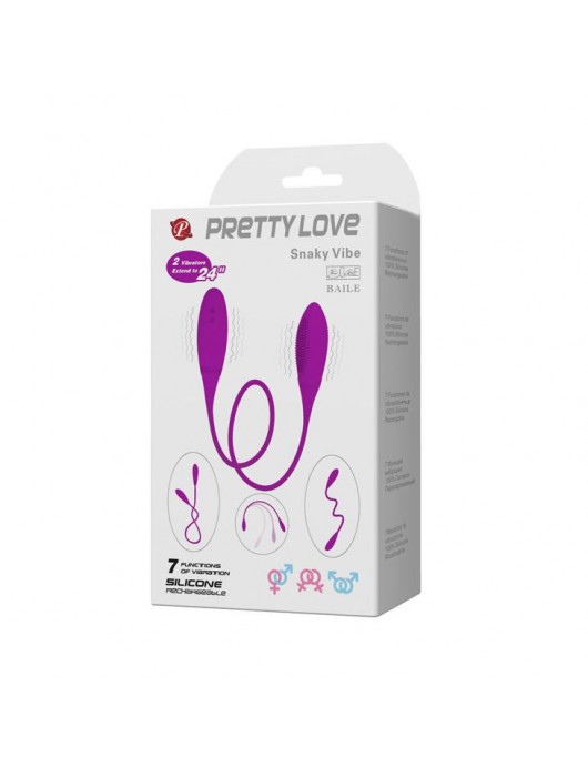 Двусторонний перезаряжаемый вибратор Snaky Vibe на гибком стержне - 60 см. - Baile