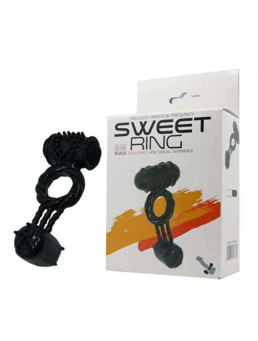 Чёрное эрекционное кольцо с 2 виброэлементами - Baile - в Ростове-на-Дону купить с доставкой