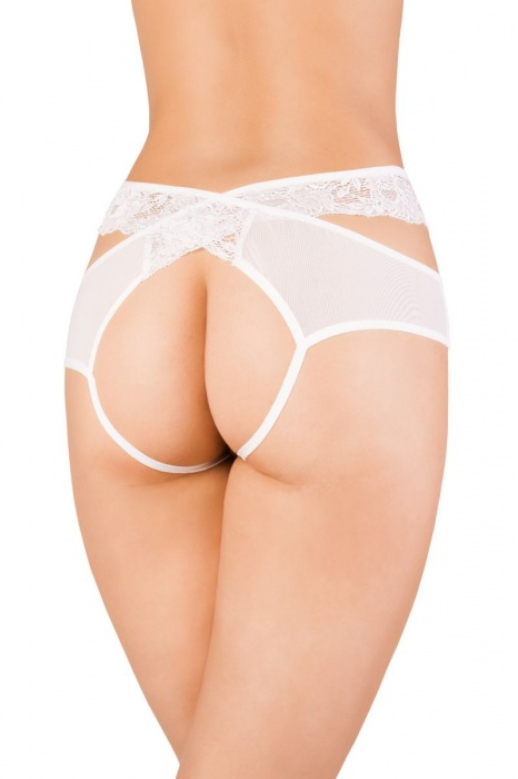 Эротические трусики с высокой посадкой и перекрестными кружевными полосами - Erolanta купить с доставкой