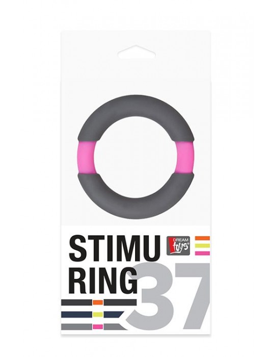 Серое эрекционное кольцо NEON STIMU RING 37MM GREY/PINK - Dream Toys - в Ростове-на-Дону купить с доставкой