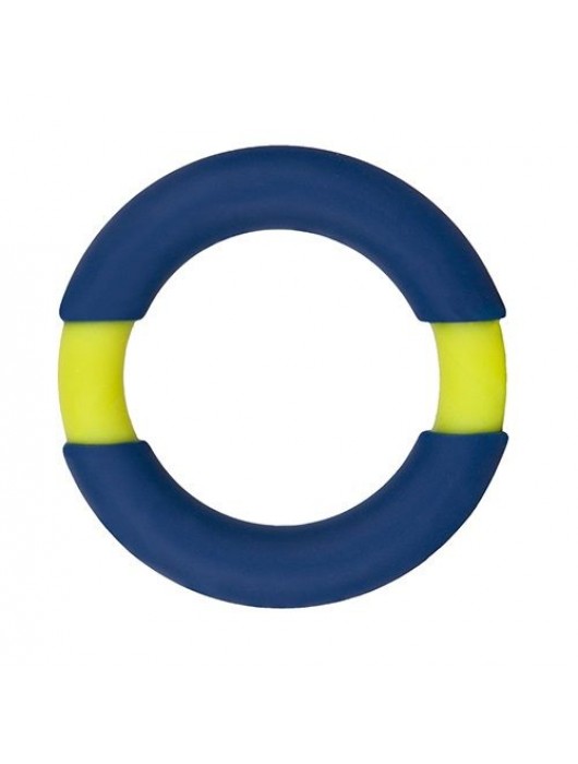 Синее эрекционное кольцо NEON STIMU RING 42MM BLUE/YELLOW - Dream Toys - в Ростове-на-Дону купить с доставкой