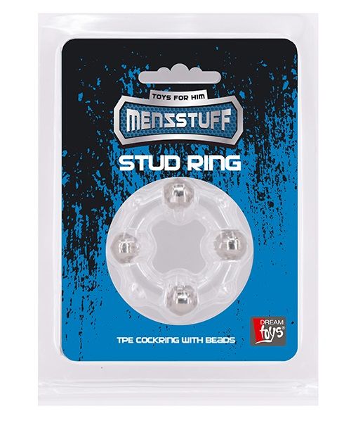 Эрекционное кольцо с 4 бусинами MENZSTUFF STUD RING CLEAR - Dream Toys - в Ростове-на-Дону купить с доставкой