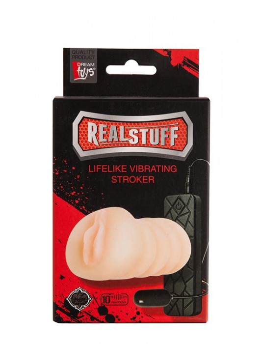 Мастурбатор-вагина REALSTUFF VIBRATING MASTURBATOR PUSSY с 10 режимами вибрации и проводным пультом - Dream Toys - в Ростове-на-Дону купить с доставкой