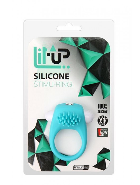 Голубое эрекционное кольцо с щеточкой LIT-UP SILICONE STIMU RING 5 - Dream Toys - в Ростове-на-Дону купить с доставкой