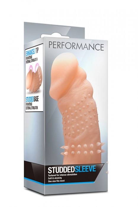 Телесная насадка с точками и шипами Performance Studded Sleeve - 14,6 см. - Blush Novelties - в Ростове-на-Дону купить с доставкой