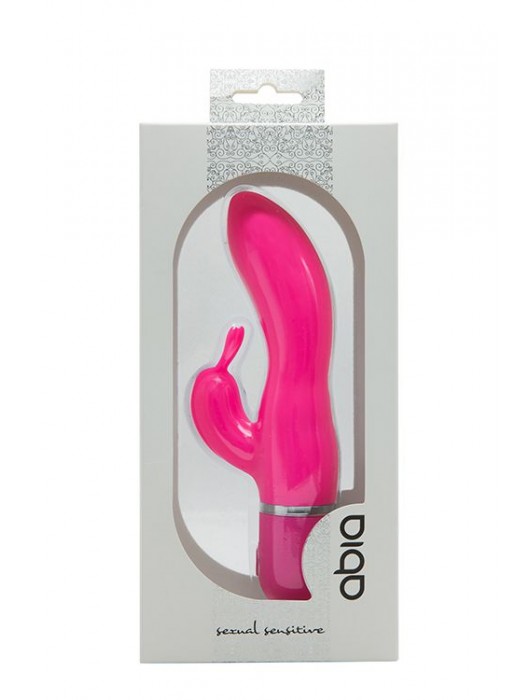 Розовый вибратор с клиторальным отростком ABIA CLONIA - 15 см. - Abia