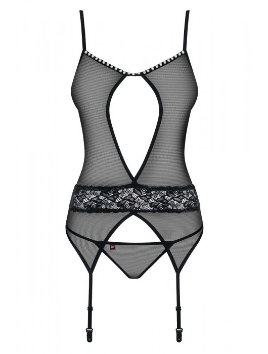 Прозрачный удлинённый корсаж с бусинками - Obsessive купить с доставкой