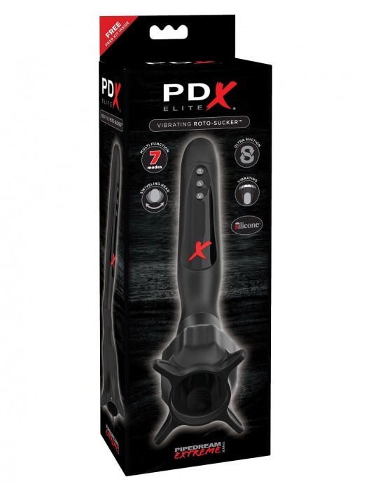 Чёрный вибростимулятор для головки члена с эффектом всасывания Vibrating Roto-Sucker - Pipedream - в Ростове-на-Дону купить с доставкой