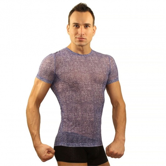Фиолетовая облегающая футболка с рисунком-ячейками - Romeo Rossi купить с доставкой
