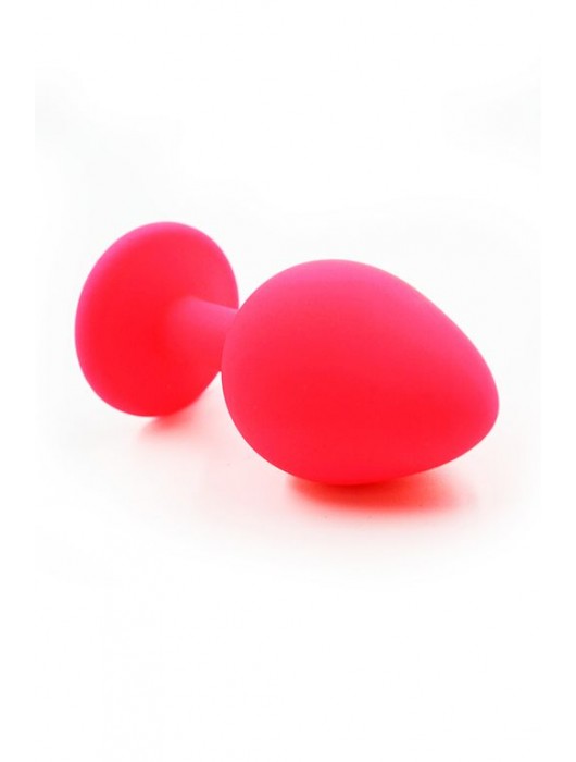 Розовая силиконовая анальная пробка с розовым кристаллом - 7 см. - Kanikule - купить с доставкой в Ростове-на-Дону