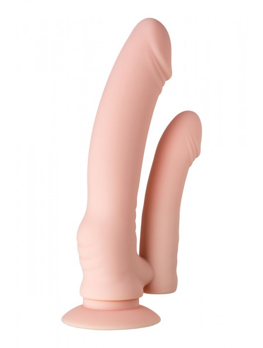 Двойной фаллоимитатор с присоской и съемной вибропулей - 19 см. - A-toys