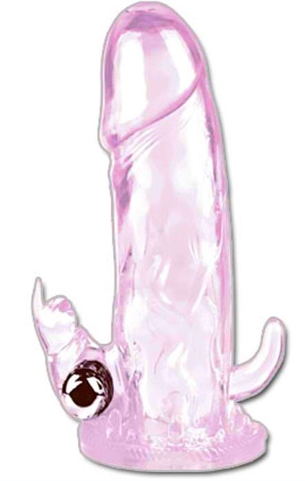 Розовая вибронасадка со стимуляцией клитора и ануса - 12,5 см. - Baile - в Ростове-на-Дону купить с доставкой