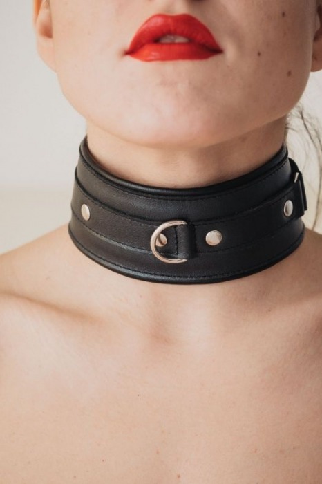 Ошейник из гладкой кожи - БДСМ Арсенал - купить с доставкой в Ростове-на-Дону