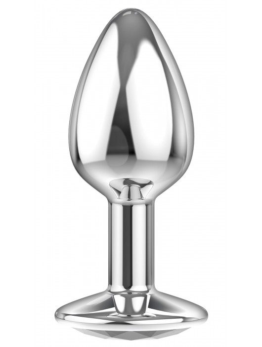 Малая серебристая анальная пробка Diamond Clear Sparkle Small с прозрачным кристаллом - 7 см. - Lola Games - купить с доставкой в Ростове-на-Дону