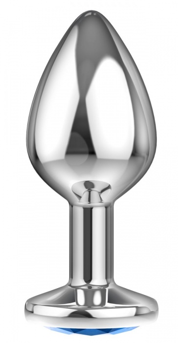 Большая серебристая анальная пробка Diamond Light blue Sparkle Large с голубым кристаллом - 8 см. - Lola Games - купить с доставкой в Ростове-на-Дону