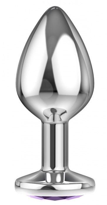 Большая серебристая анальная пробка Diamond Purple Sparkle Large с фиолетовым кристаллом - 8 см. - Lola Games - купить с доставкой в Ростове-на-Дону