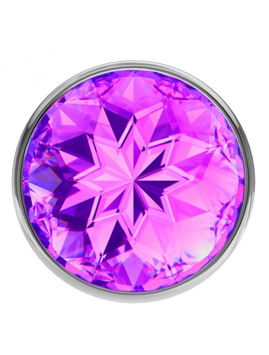Малая серебристая анальная пробка Diamond Purple Sparkle Small с фиолетовым кристаллом - 7 см. - Lola Games - купить с доставкой в Ростове-на-Дону