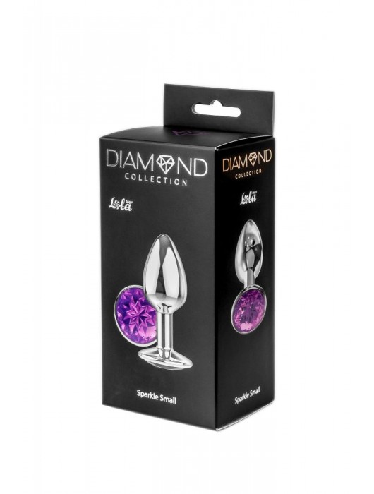 Малая серебристая анальная пробка Diamond Purple Sparkle Small с фиолетовым кристаллом - 7 см. - Lola Games - купить с доставкой в Ростове-на-Дону