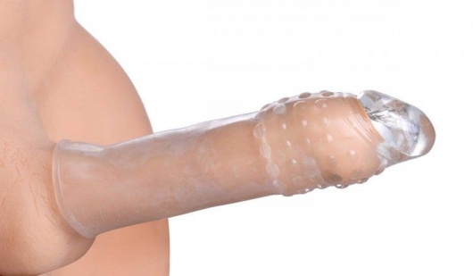 Удлиняющая насадкаThick Stick Clear Textured Penis Extender - 17,8 см. - XR Brands - в Ростове-на-Дону купить с доставкой