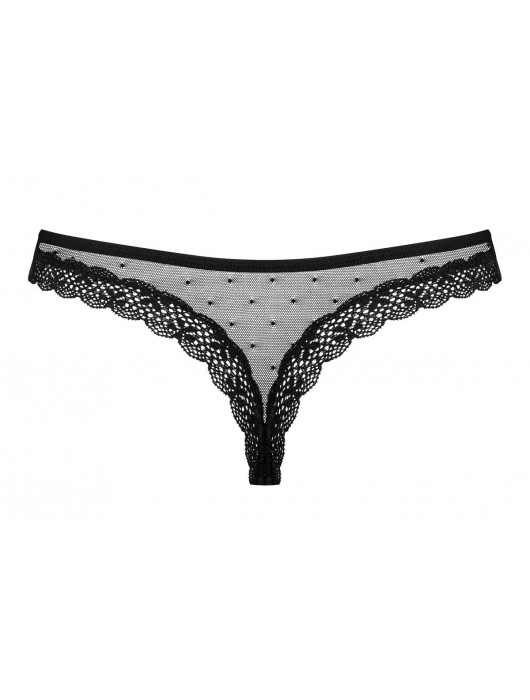 Пикантные трусики-стринги из сетки с кружевной отделкой и окошком - Obsessive купить с доставкой