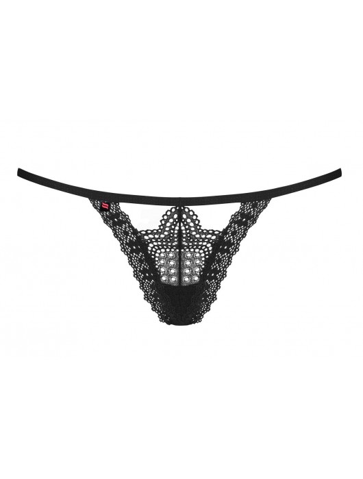 Ажурные трусики-стринги с фиолетовой подвеской и бантиком сзади - Obsessive купить с доставкой