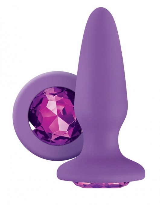 Фиолетовая анальная пробка с фиолетовым кристаллом Glams Purple Gem - 10,4 см. - NS Novelties - купить с доставкой в Ростове-на-Дону