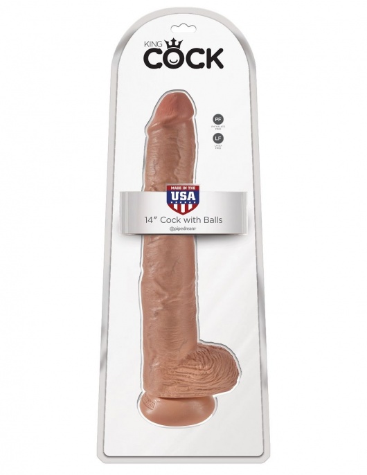 Кофейный фаллоимитатор-гигант 14  Cock with Balls - 37,5 см. - Pipedream