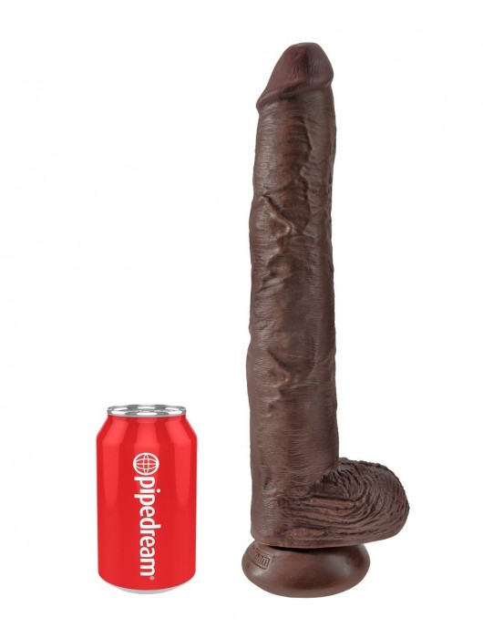 Коричневый фаллоимитатор-гигант 14  Cock with Balls - 37,5 см. - Pipedream