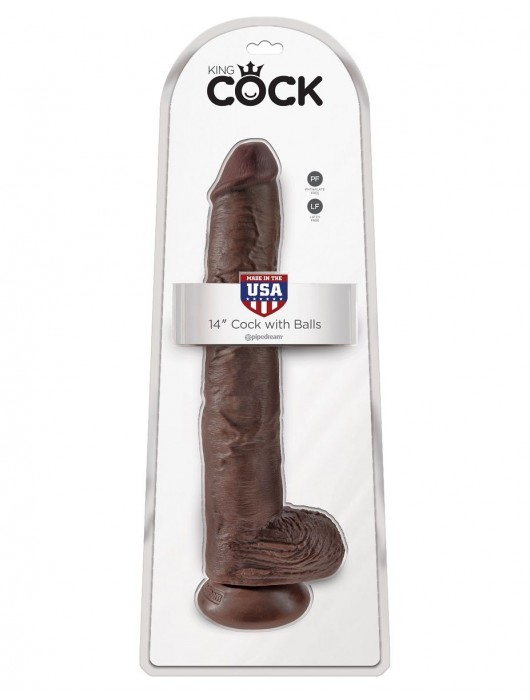 Коричневый фаллоимитатор-гигант 14  Cock with Balls - 37,5 см. - Pipedream
