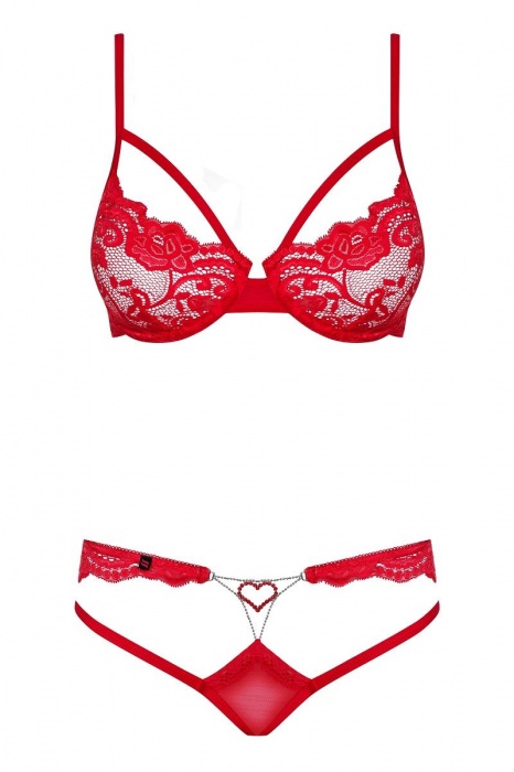 Чарующий комплект из нежного кружева с украшением на трусиках - Obsessive купить с доставкой