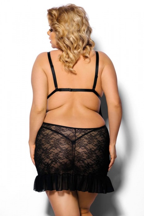 Кружевная сорочка Evona с цветочным узором и оборкой (большой размер) - Anais купить с доставкой