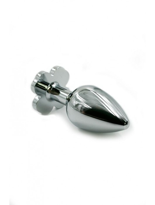 Серебристая алюминиевая анальная пробка с цветком из кристаллов - 6 см. - Kanikule - купить с доставкой в Ростове-на-Дону