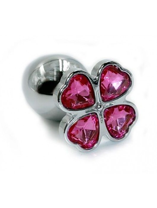 Серебристая алюминиевая анальная пробка с цветком из кристаллов - 6 см. - Kanikule - купить с доставкой в Ростове-на-Дону