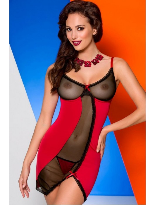 Облегающая сорочка с прозрачными деталями Lovia (большой размер) - Avanua купить с доставкой