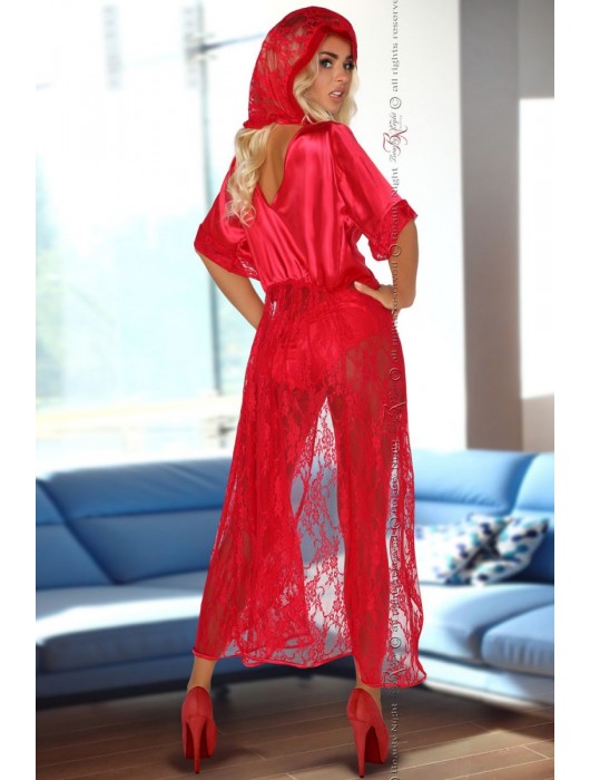 Оригинальный пеньюар Electra с кружевами и капюшоном - Beauty Night купить с доставкой