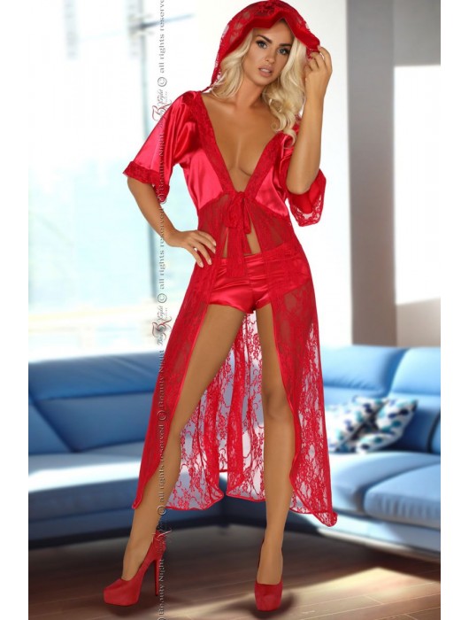 Оригинальный пеньюар Electra с кружевами и капюшоном - Beauty Night купить с доставкой