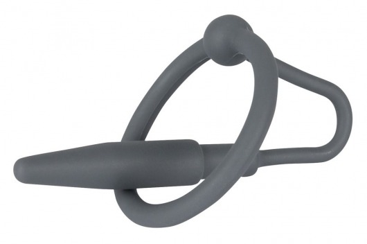 Серый уретральный плаг с силиконовым кольцом под головку Penis Plug - Orion - купить с доставкой в Ростове-на-Дону
