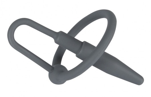 Серый уретральный плаг с силиконовым кольцом под головку Penis Plug - Orion - купить с доставкой в Ростове-на-Дону