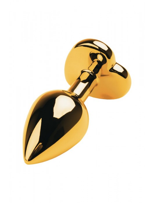Золотистая анальная пробка с кристаллом-сердцем - 7,5 см. - ToyFa - купить с доставкой в Ростове-на-Дону
