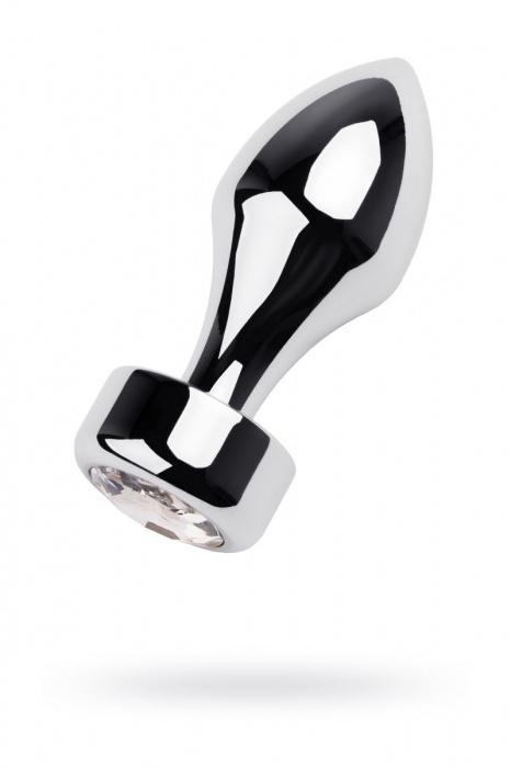 Серебристая анальная втулка с прозрачным кристаллом - 10,5 см. - ToyFa - купить с доставкой в Ростове-на-Дону