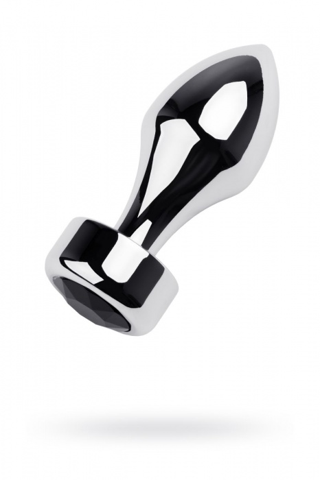 Серебристая анальная втулка с чёрным кристаллом в основании - 10,5 см. - ToyFa - купить с доставкой в Ростове-на-Дону