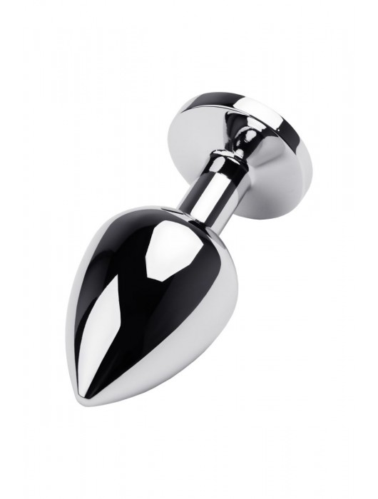 Серебристая анальная пробка с чёрным кристаллом - 9,5 см. - ToyFa - купить с доставкой в Ростове-на-Дону