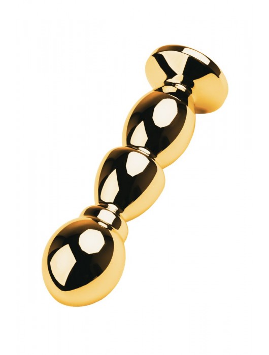 Золотистая анальная пробка с чёрным кристаллом - 14 см. - ToyFa - купить с доставкой в Ростове-на-Дону