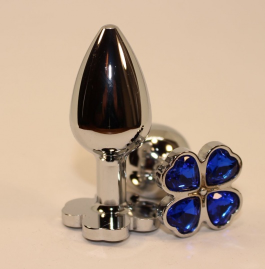 Серебристая пробка с цветком из синих сердечек - 7 см. - 4sexdreaM - купить с доставкой в Ростове-на-Дону