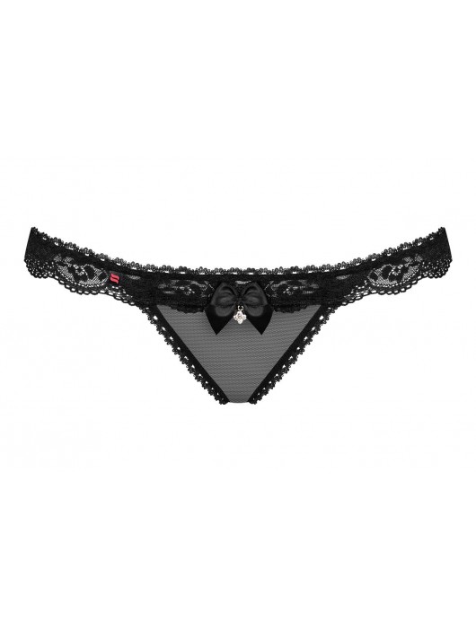 Соблазнительные трусики-тонг с бантиком и подвеской - Obsessive купить с доставкой