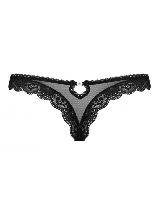 Соблазнительные трусики-тонг с бантиком и подвеской - Obsessive купить с доставкой
