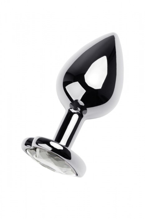 Серебристая анальная пробка с прозрачным кристаллом-сердцем - 8 см. - ToyFa - купить с доставкой в Ростове-на-Дону