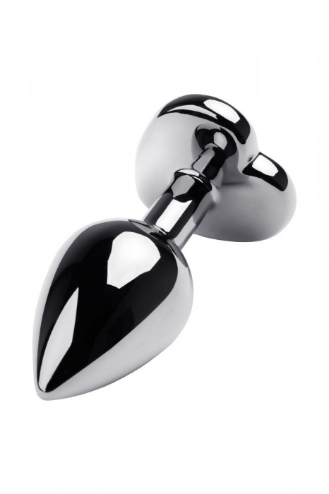 Серебристая анальная пробка с прозрачным кристаллом-сердцем - 8 см. - ToyFa - купить с доставкой в Ростове-на-Дону